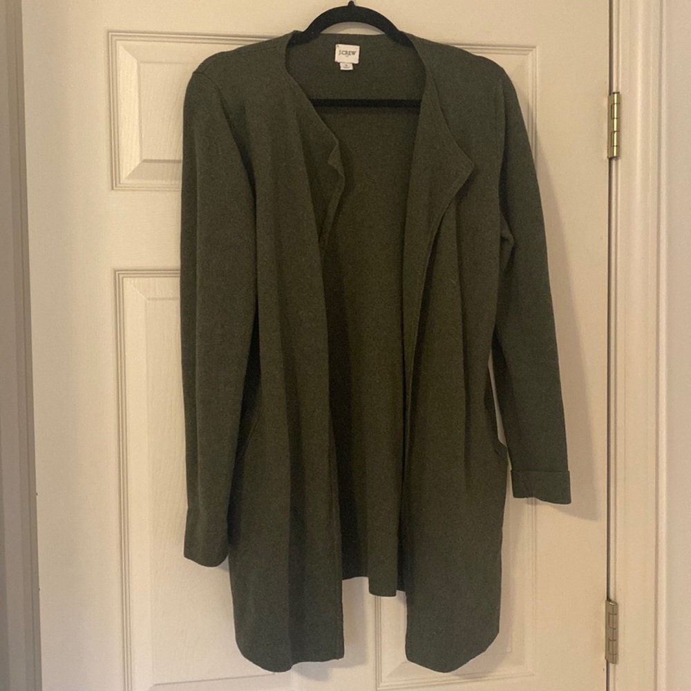 Green open cardigan sweater jacket